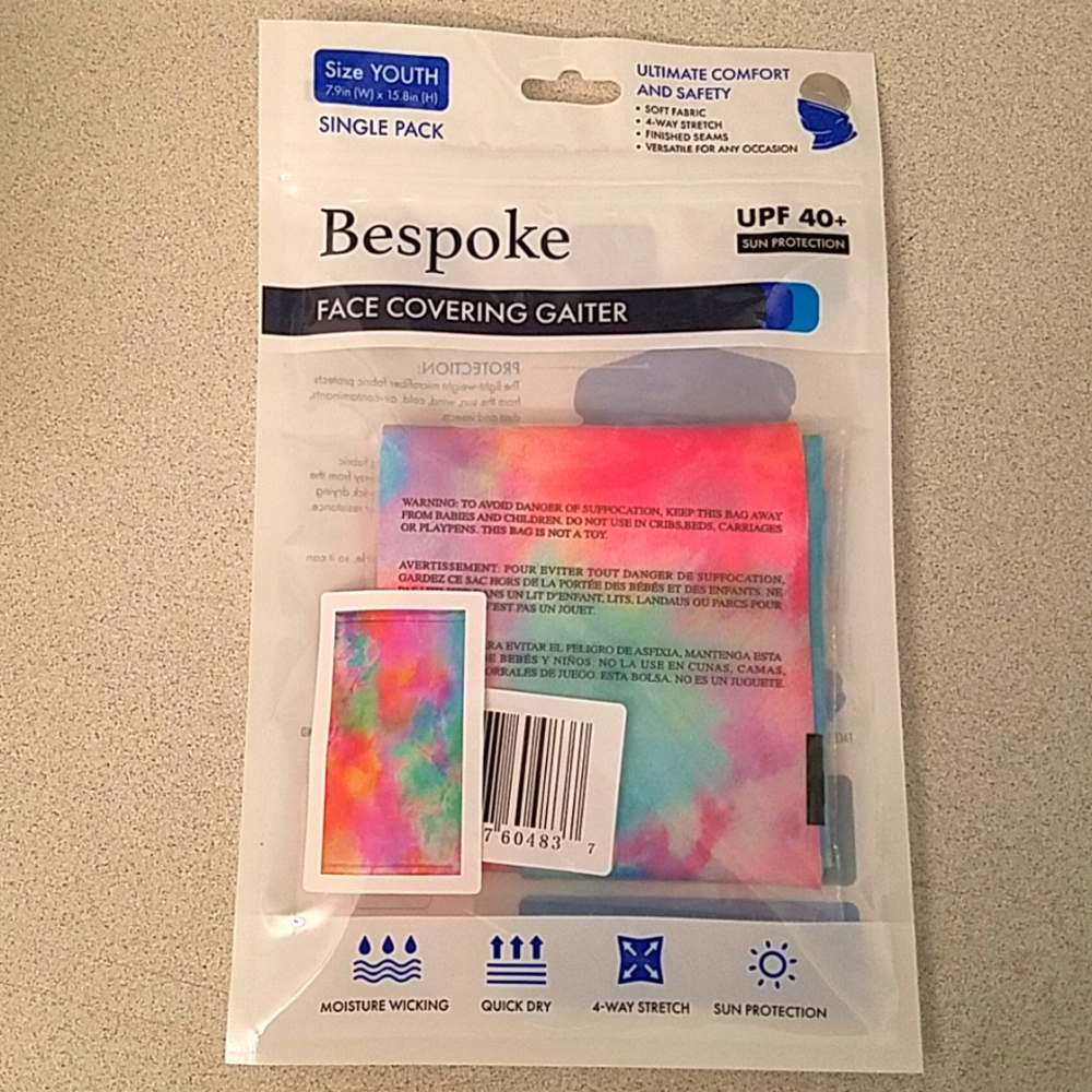 🆕️ Bespoke Face covering gaiter "tie dye" Youth
